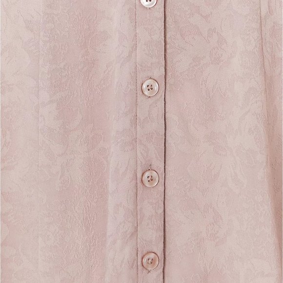 Taupe Jacquard Button Front Fit Flare Peplum Tank - Picture 3 of 4